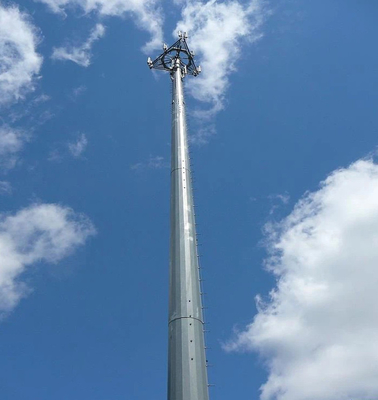 Torre de comunicación de tubo único galvanizado caliente personalizable fácil de instalar y soporta 4G 5G